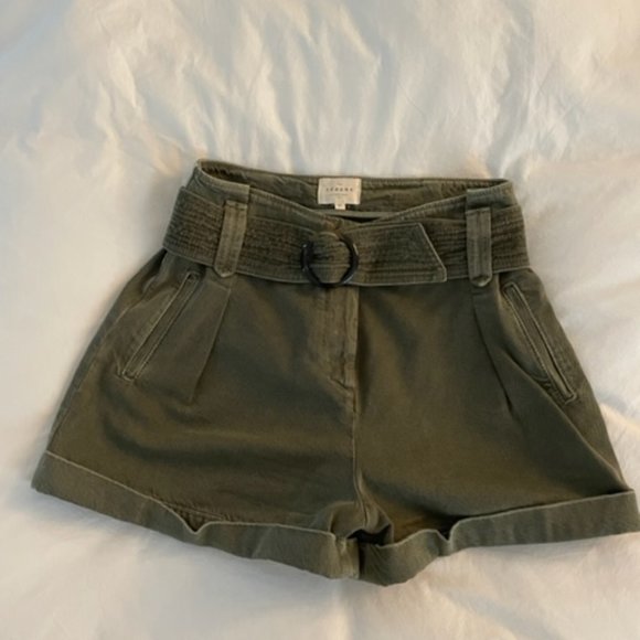 Sezane Rome High Waist Green Shorts - Picture 2 of 9